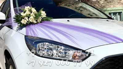 Сиреневое украшение автомобилей на свадьбу