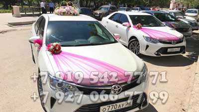 Розовые автомобили на свадьбу